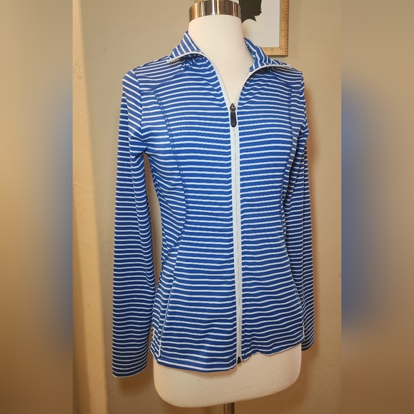 Lole Essential Full-zip Jacket Blue Stripe Size Small - Picture 1 of 9